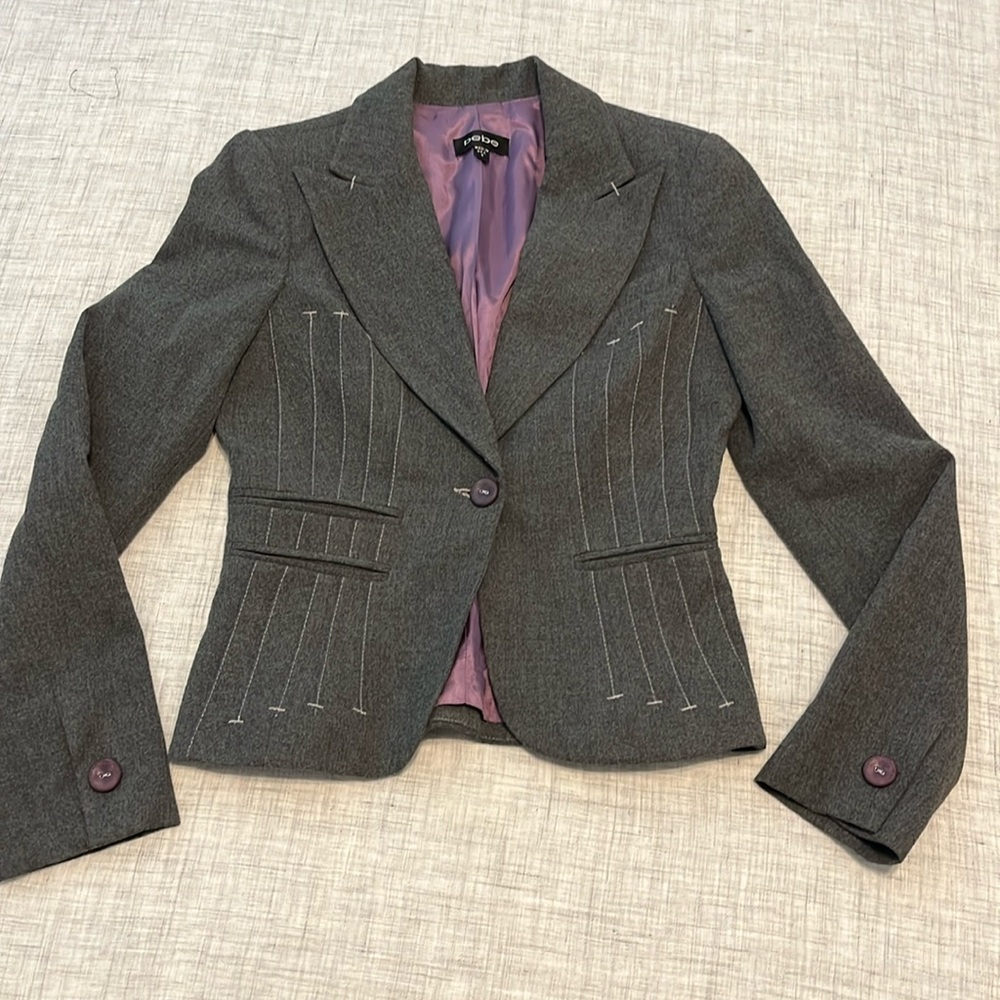 Vintage Y2K Bebe gray blazer with lavender corset stitching